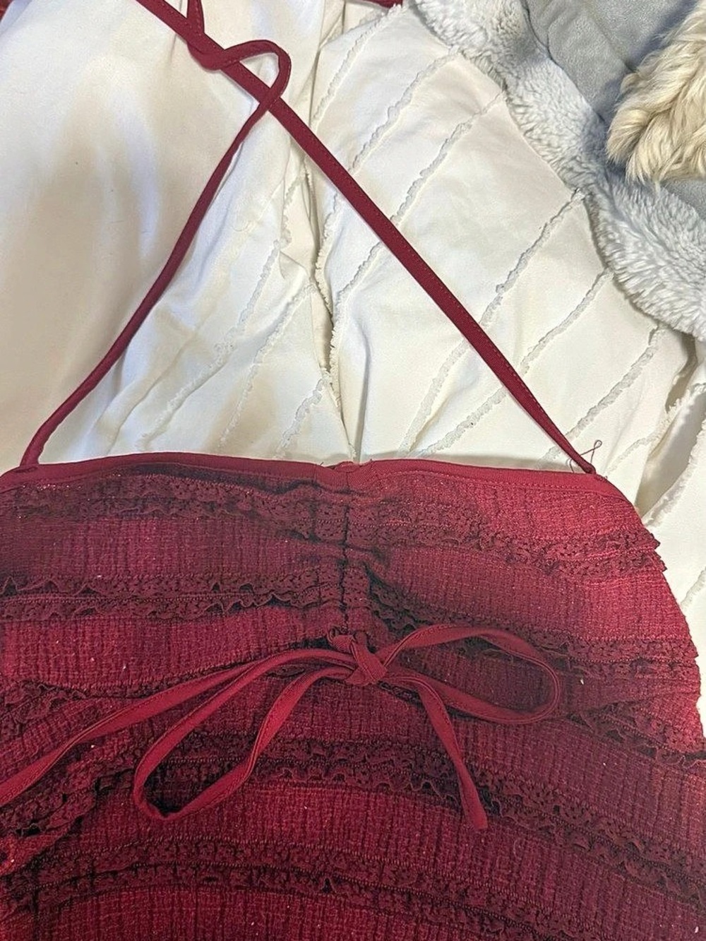 Red Lace Halter Top - Picture 2 of 4